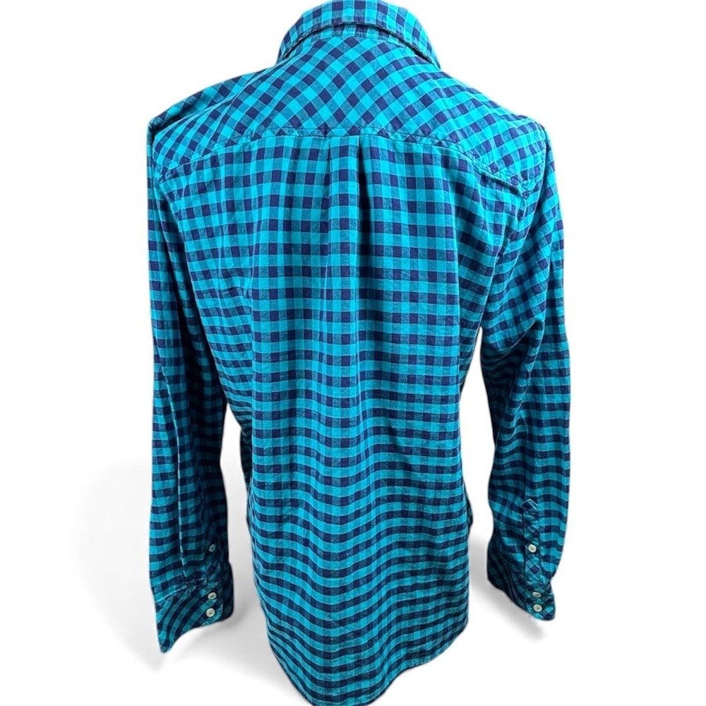 Talbots Womens Blue Navy Gingham Cotton Button Shirt Lg Preppy Coastal Grandma - Picture 8 of 10